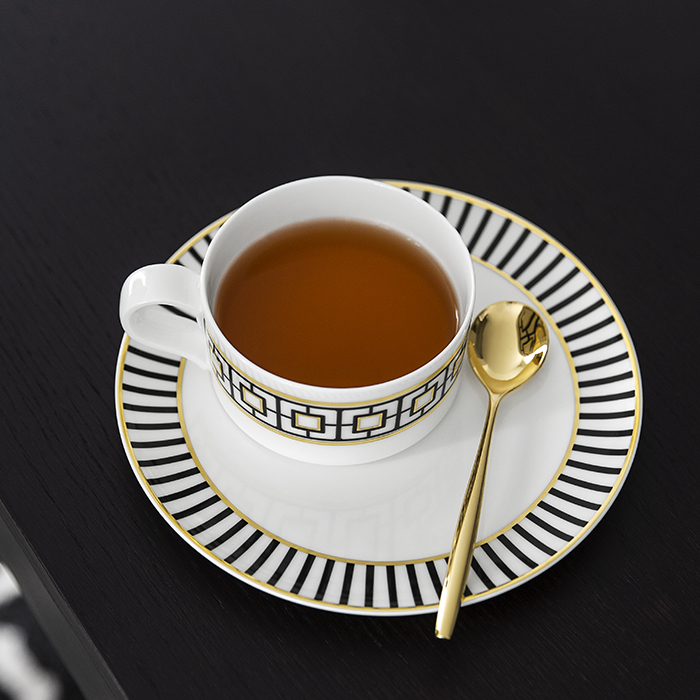 MetroChic Saucer tea cup 18.5 cm white black gold